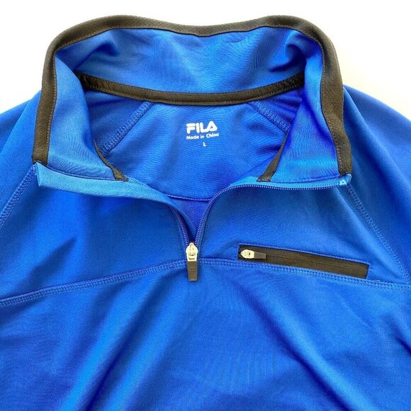 FILA Mens Athletic 1/4 Zip Polo Shirt Size L Long Sleeve Mock Neck Run Tennis - Picture 3 of 7